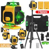 16 Lines 4D Laser Level With Tripod Green Line 360° Horizontal Vertical Self-leveling Super Powerful Laser Level With 2 Battery