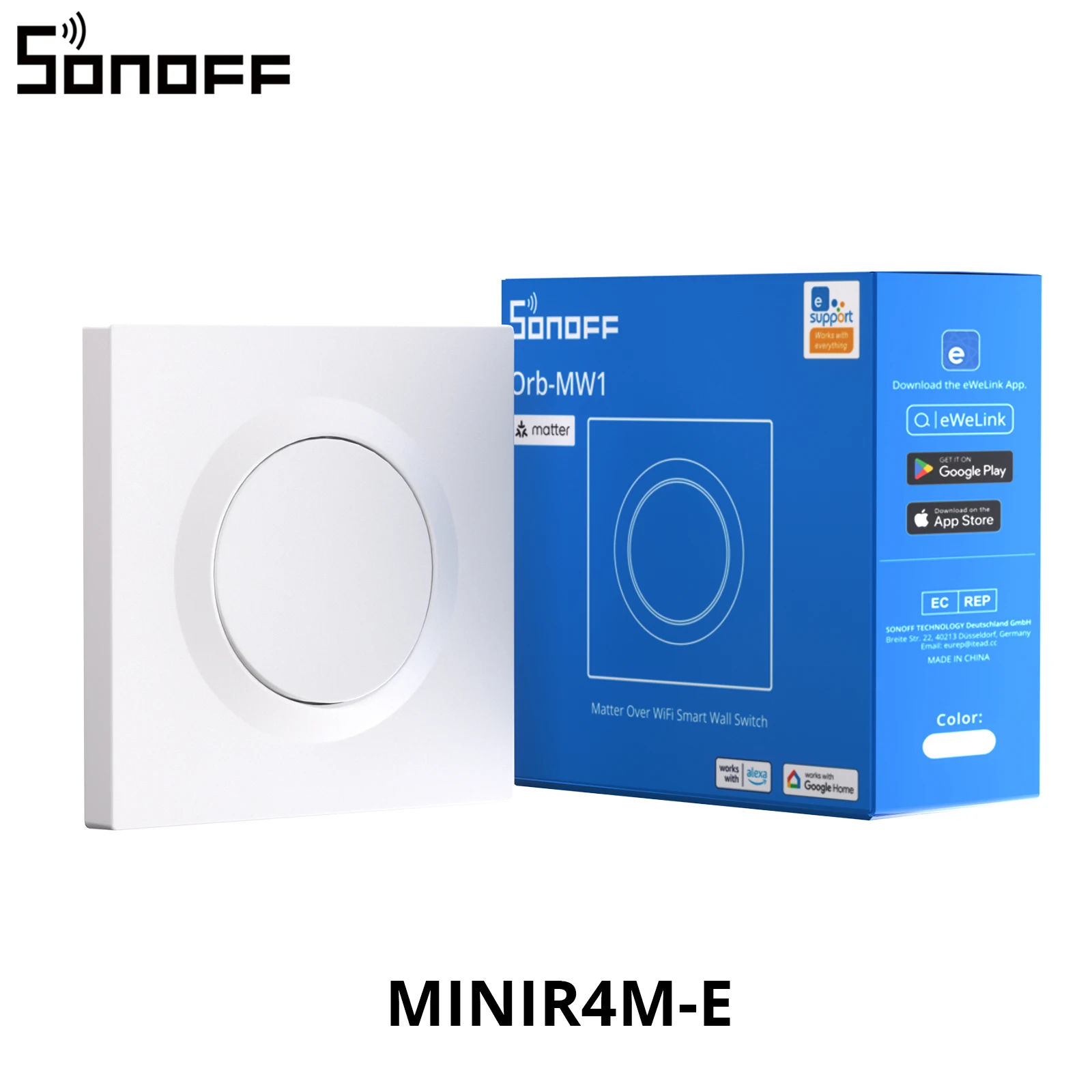SONOFF Orb-MW1 Matter Over WiFi Slimme Wandcontactdoos MINIR4M-E Afneembare Relaismodus Spraakbesturing Werkt met Google Home Alexa Apple Home