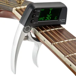 TCapo20 Multifunctional Aluminum Alloy 2-in-1 Guitar Capo Tuner with LCD Screen for Acoustic Folk Electric Guitar Chromatic Bass