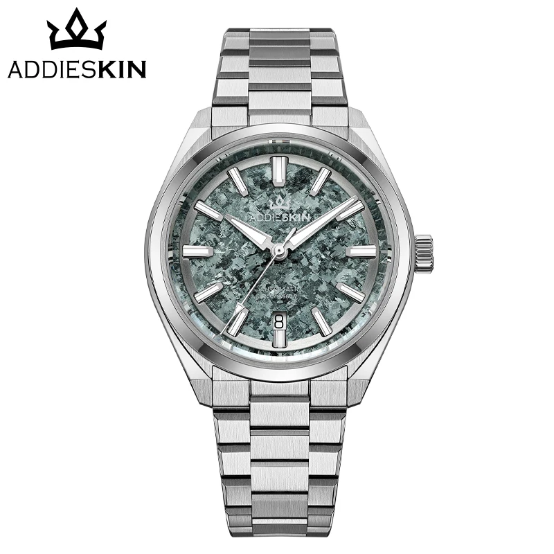 ADDIESKIN K006 Light Green Crystallized Titanium Men's Automatic Watch Ice Crack Dial Sapphire Crystal Miyota 9015 BGW9 Luminous