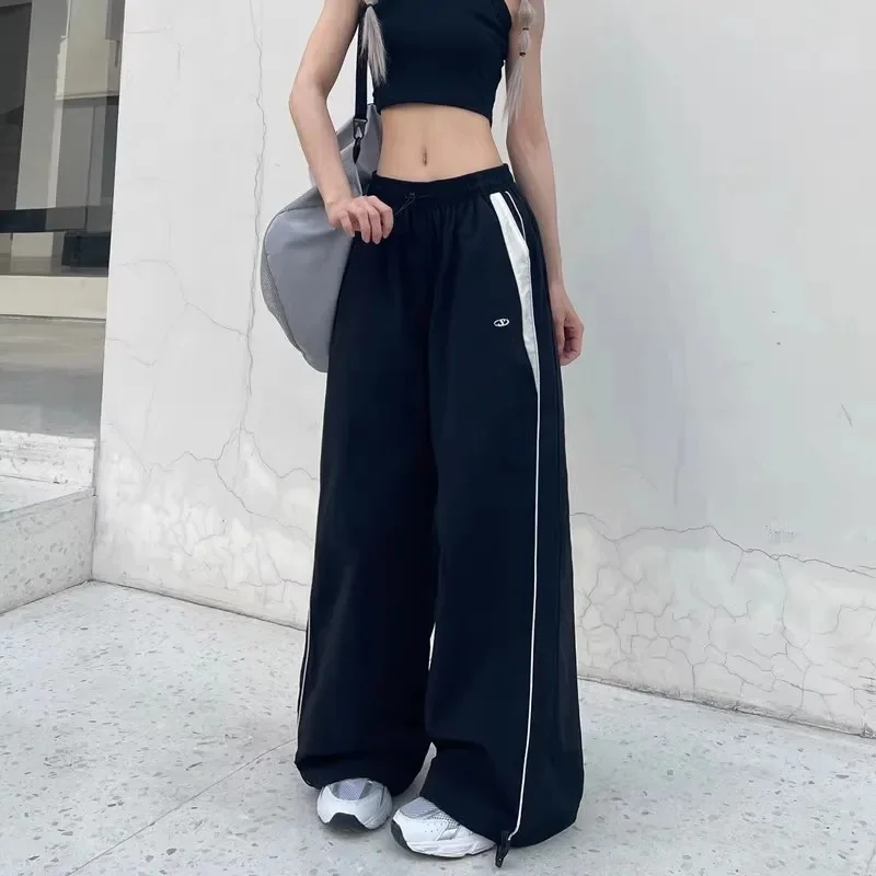 Y2K Vintage Fashion Loose Pant 2024 Casual Street Hip Hop Baggy Pants High Waist Wide Leg Trousers Solid Joggers Women Clothes — zdjęcie 2