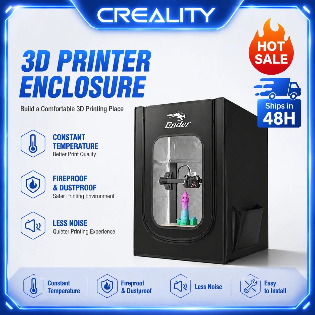 

Creality Official Ender Enclosure Update Constant Temperature Fireproof Dustproof 3D Printer Protective Cover for Ender-3/3 V2