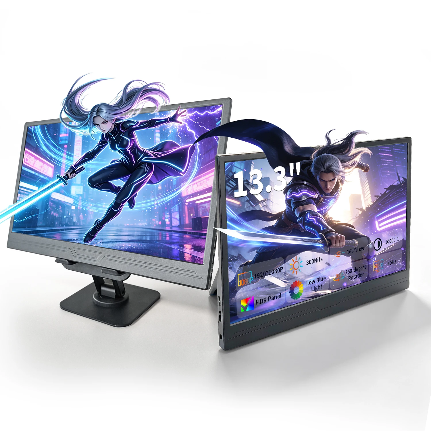 13.3 inch VEOUT Portable Monitor, 16:9 1920*1200P IPS, USB-C/HDMI