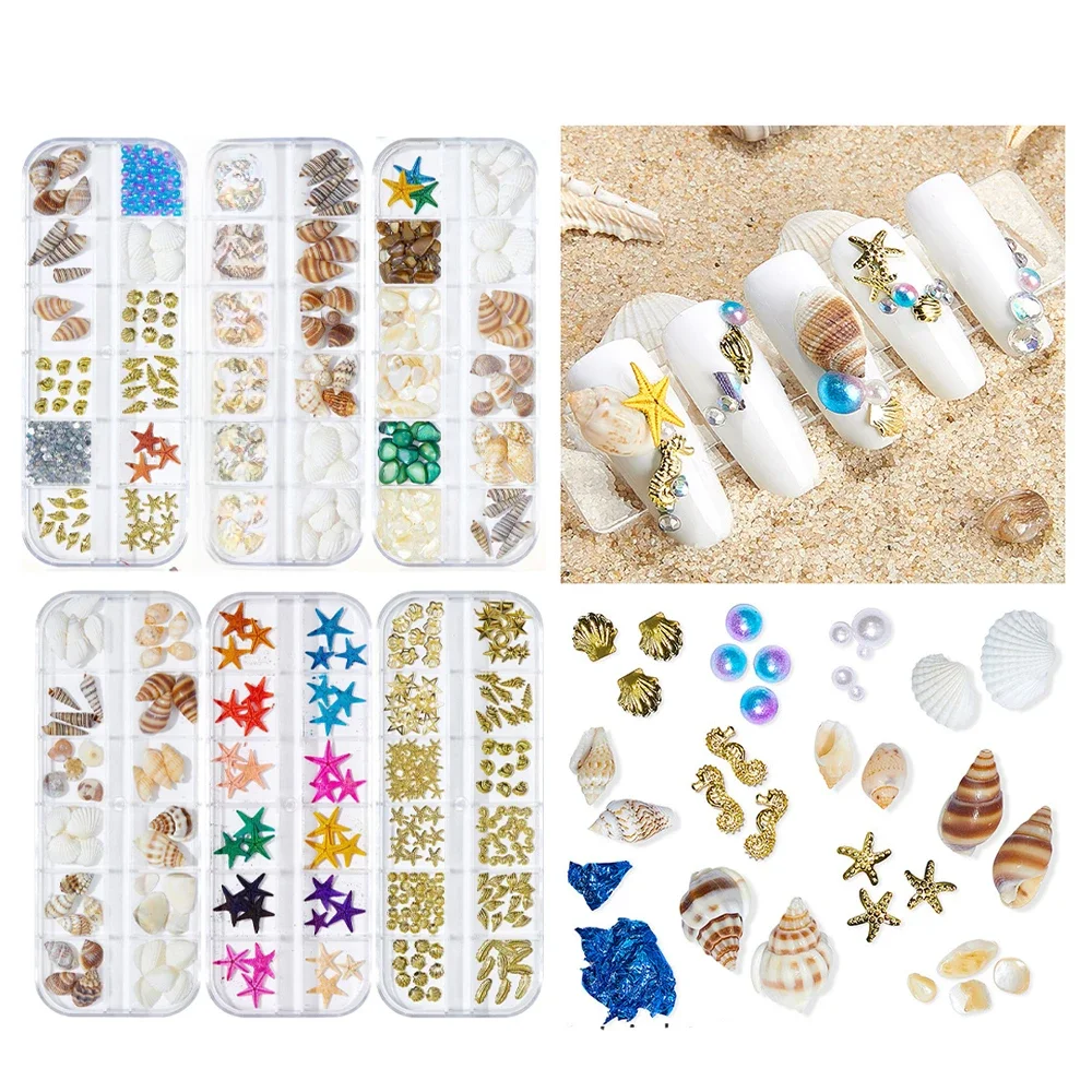 1 pudełko Mix naturalne morskie powłoki wypełniacz epoksydowy wypełniacz biżuteria akcesoria DIY ręcznie robione materiał artystyczny do paznokci ozdoby dekoracyjne — zdjęcie 2