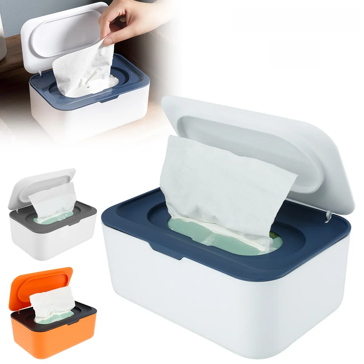 Distributeur de lingettes anti-poussière, étui pour lingettes avec couvercles, porte-lingettes multifonctionnel pour bébé, conteneur d'étanchéité de grande capacité