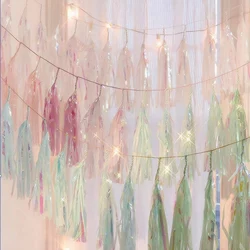 Party Decoration Iridescent Paper Tassel Garland For Mermaid Unicorn Party Baptism Birthday Baby Shower Decorations DIY Crafts