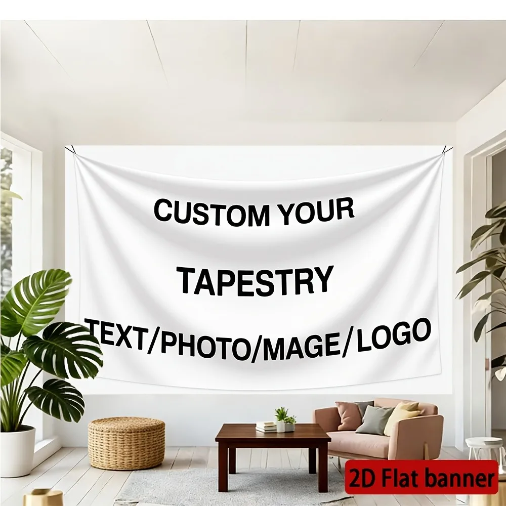 1 Flat Banner with Exclusive Personalized Customization: This Custom Tapestry Lets You Add Your Own Text, Photos, and images.