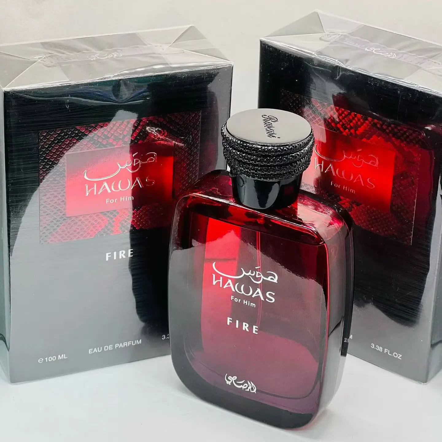 

RASASI Hawas Fire Men's Fragrance Spray 100ml (3.4oz) - A rich and long-lasting Arabian men's fragrance with a fiery scent - Indulge in this luxurious men's fragrance and showcase masculine elegance and power. The perfect holiday gift.