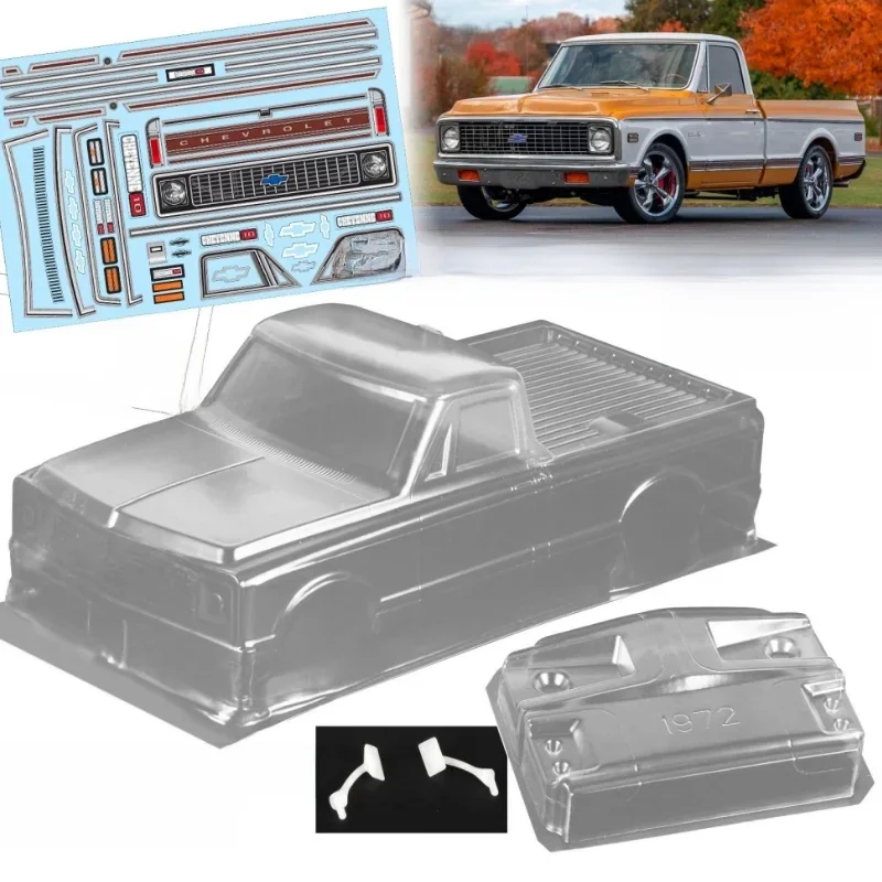 1/10 PC RC shell body 1967 C10 Cheyenne 190mm szerokość klasyczny Pickup truck Przezroczysty klosz lampy 3R mst yokomo hpi hsp — zdjęcie 2