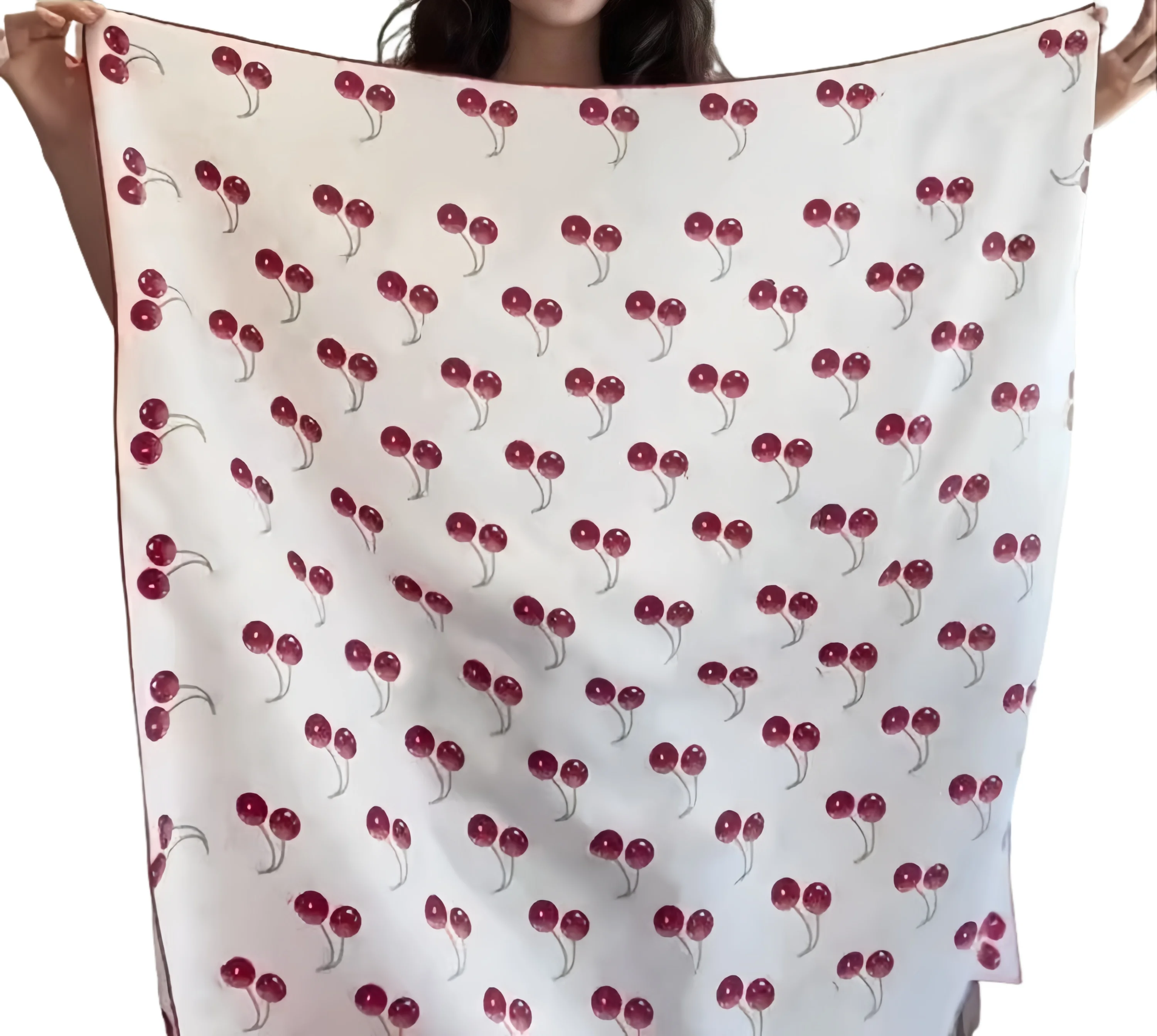 

2025 Cherry Pattern Square Scarf Scarf Silk Wool Various Colors Different Ways to Wear Headscarf Tube Top High Quality