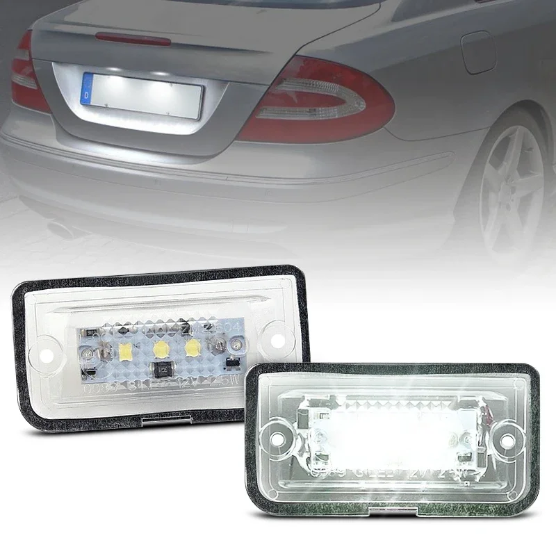 2 sztuki dla Benz W203 C209 W209 A209 R230 Białe oświetlenie tablicy rejestracyjnej LED Rerplace OEM # A 2308200166 A 2308200256 — 2