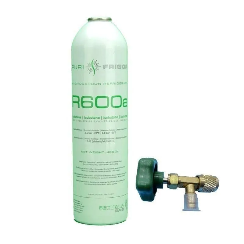 1 bottle R600 refrigerant Gas + 420Gr isobutane valve