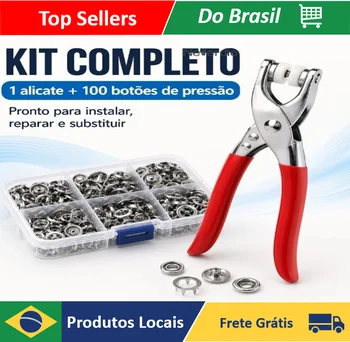 Kit Alicate Aplicador Com 100 Botões De Metal Pressão Para Costura Roupa - Neverdie Store