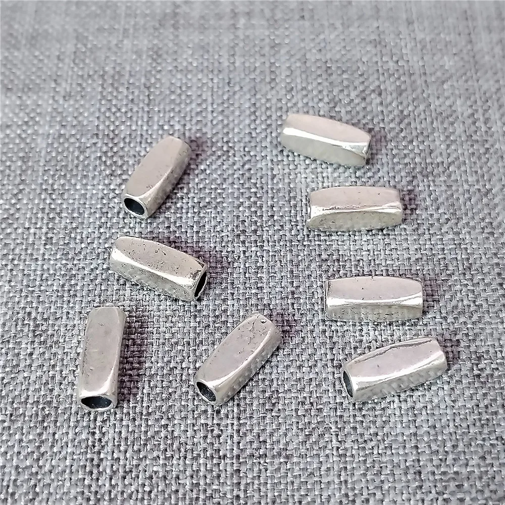 4 Pieces of 925 Sterling Silver Cuboid Tube Bead Rectangle Spacer for Bracelet 7.5x2.5mm