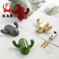 KAK Cartoon Cactus Cloth Hook Hangers for Kids Room Decorative Wall Hook Coat Bag Hat Hanging Hooks Zinc Alloy Bathroom Hardware