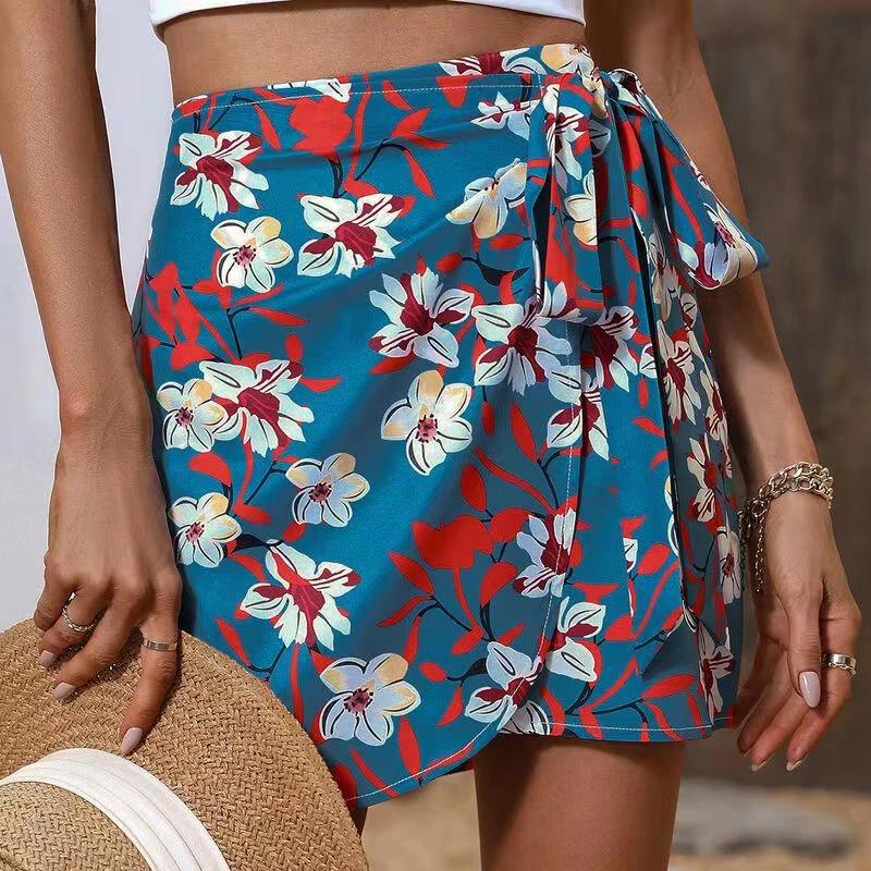 

Women Fashion Floral Short Dress Summer High Waist Shorts Beach Loose Casual Biker Shorts Push Up Short Elegant Lady Skirt