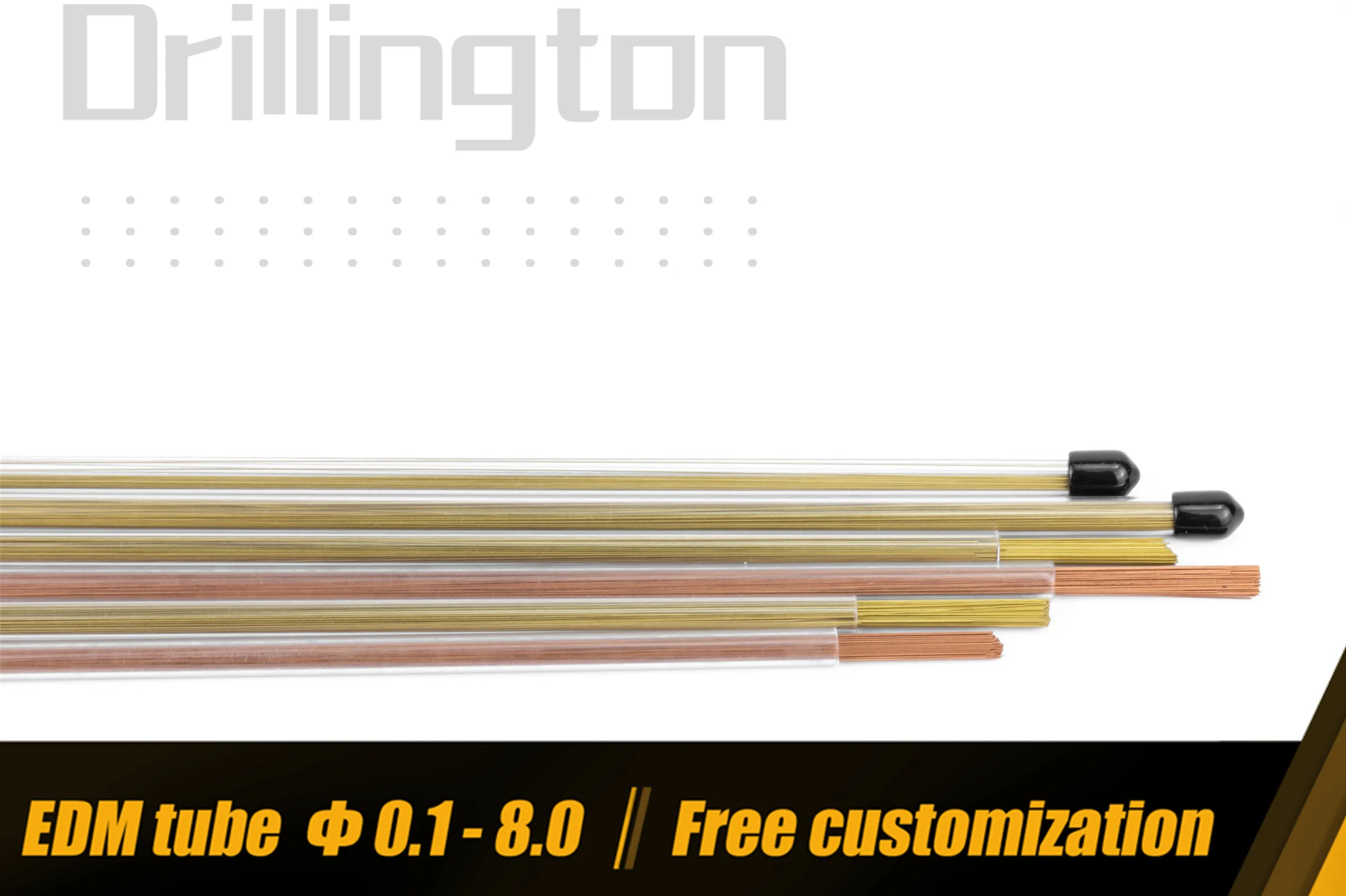 Drillington EDM Tube Brass Copper Tube High Precision 0.2mm - 0.25mm Single Hole Single Channel Electrode Tube for EDM Machine