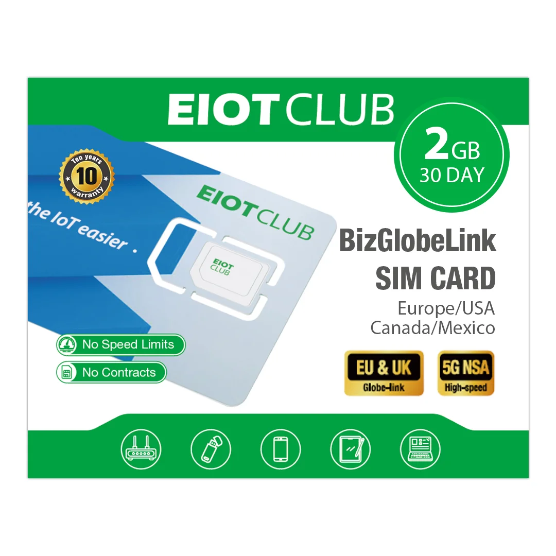 EIOTCLUB Global SIM Card, Europe & USA & Canada & Mexico, Data SIM For Travel & Business for Mobile Phone, WiFi Router, Hotspot