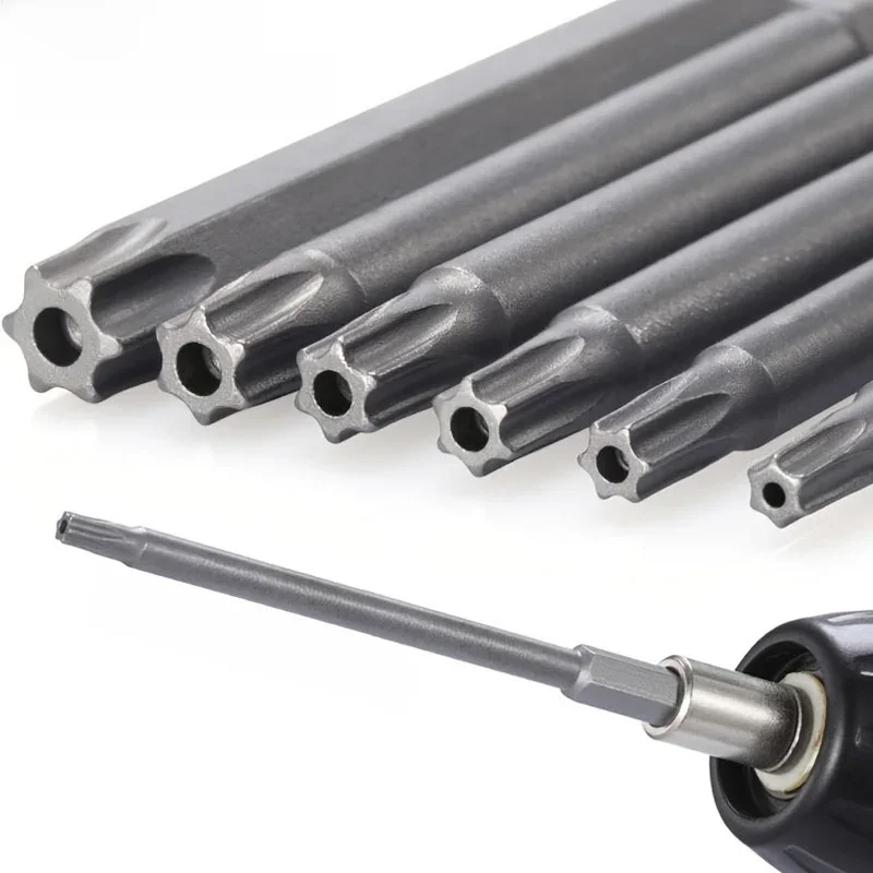 Zestaw wkrętaków magnetycznych Torx 150 mm Bardzo długie, odporne na manipulacje wiertła gwiazdkowe Końcówki wkrętaków sześciokątnych 1/4 do narzędzi obrotowych — zdjęcie 2