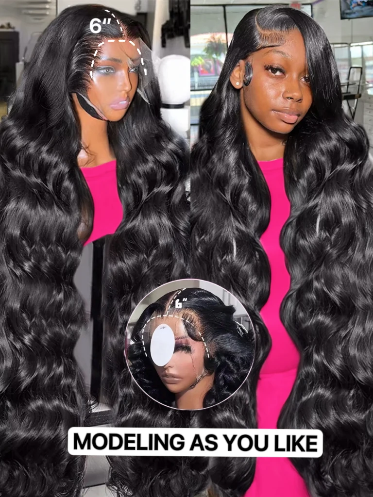 13x6 Body Wave Lace Frontal Human Hair Wigs HD Transparent 30 40 Inch Wig Remy Human Hair Wigs 250 Density