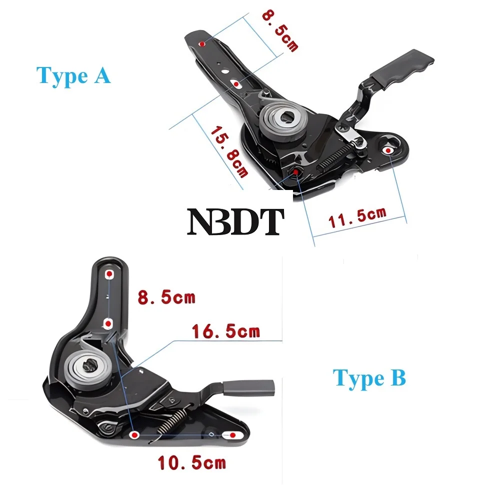 1Pair Seat Recliner Angle Adjustment Mechanism With Control Handle Office Gaming Chair Back 90-180 Degrees Adjuster