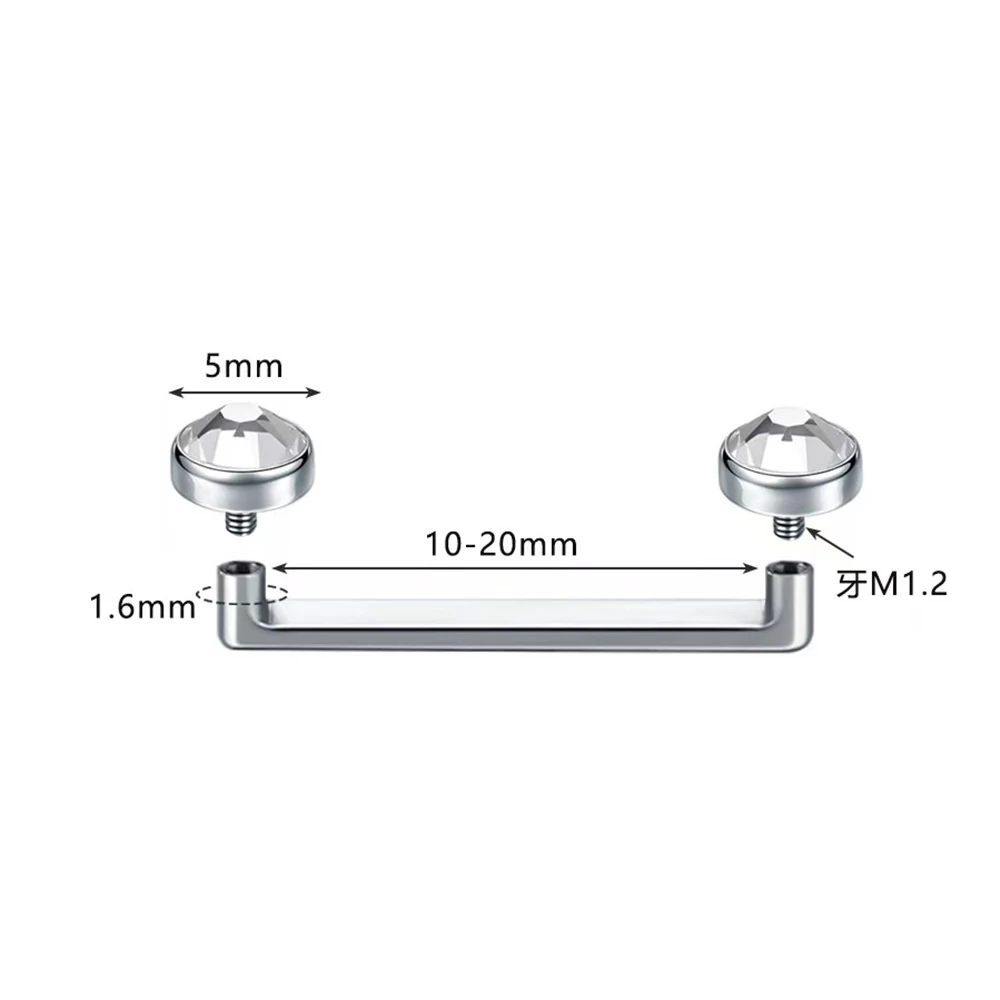ASTM F136 Titanium Micro Dermal Piercing CZ Various Colors Crystal Dermal Anchor 14G Diver Stable Surface Piercing Body Jewelry