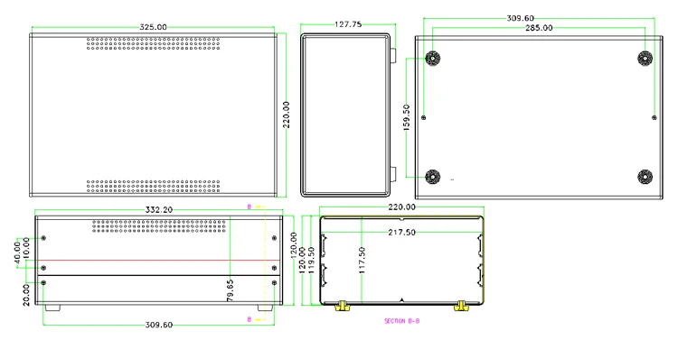 Bahar Enclosure Iron Case Wire Connection Box Metal Instrument Case Project Housing For Electronics Battery Box BDA40008-W325