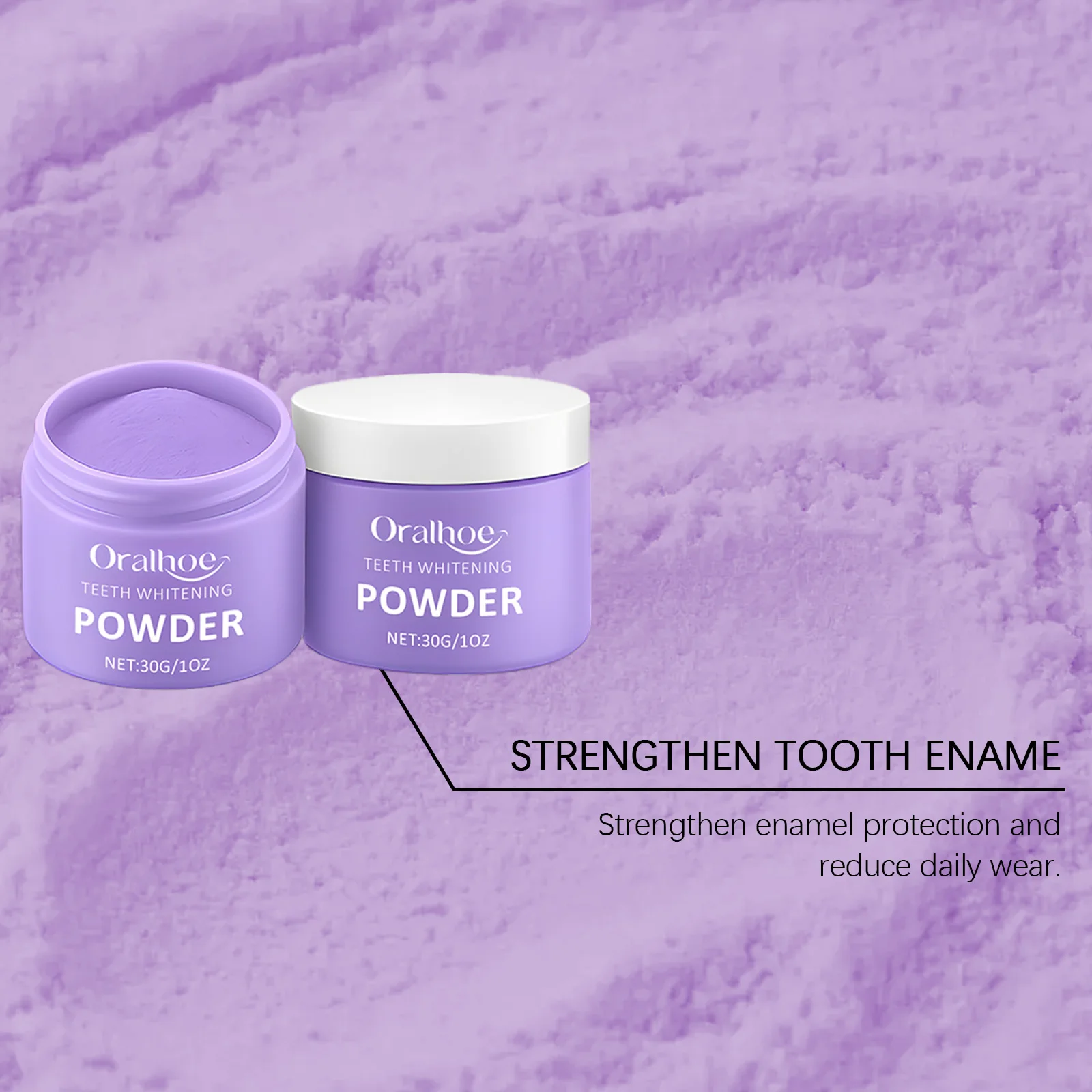 Oralhoe 30 جرام مسحوق تنظيف الأسنان الأرجواني إزالة البقع البلاك نظافة الفم رائحة طازجة سطع العناية بالأسنان تبييض مسحوق الأسنان #3