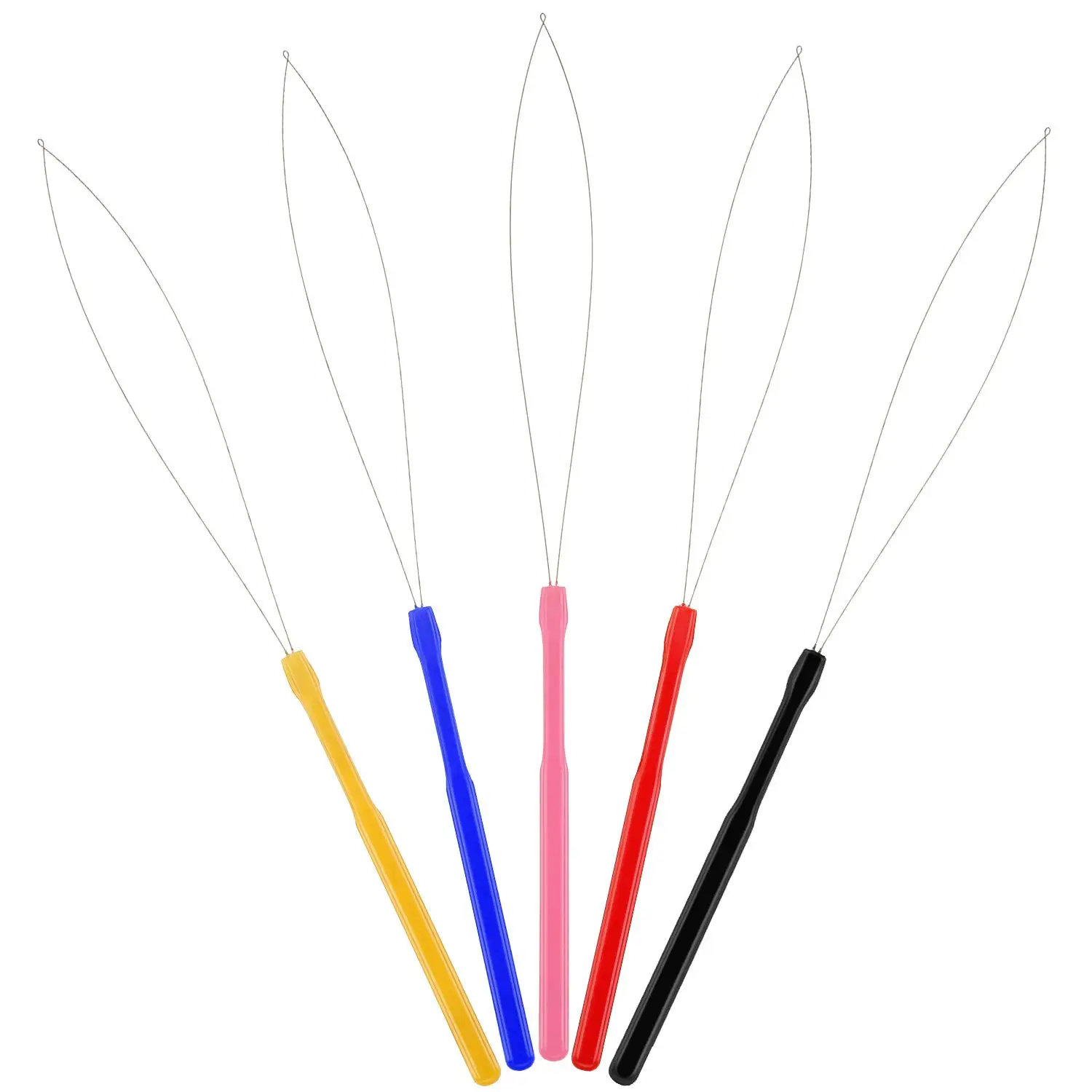 12 Pcs Hair Extension Loop Tool Hair Bead Tool Needle Threader for Styling Extensions DIY Supplies (Multicolored)