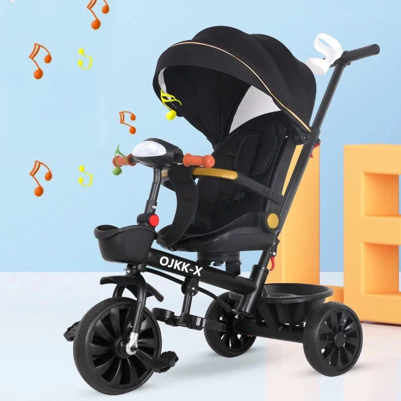 Children's tricycle, lightweight and foldable, baby can push and ride the bicycle, 3-6 years old baby stroller, luxurious