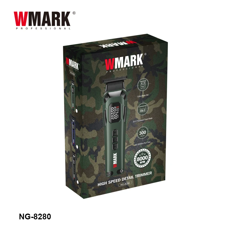 WMARK NG-8280 Professionele hogesnelheidstondeuse, tondeuse, DLC-mes, elektronische tondeuse, keramisch mes