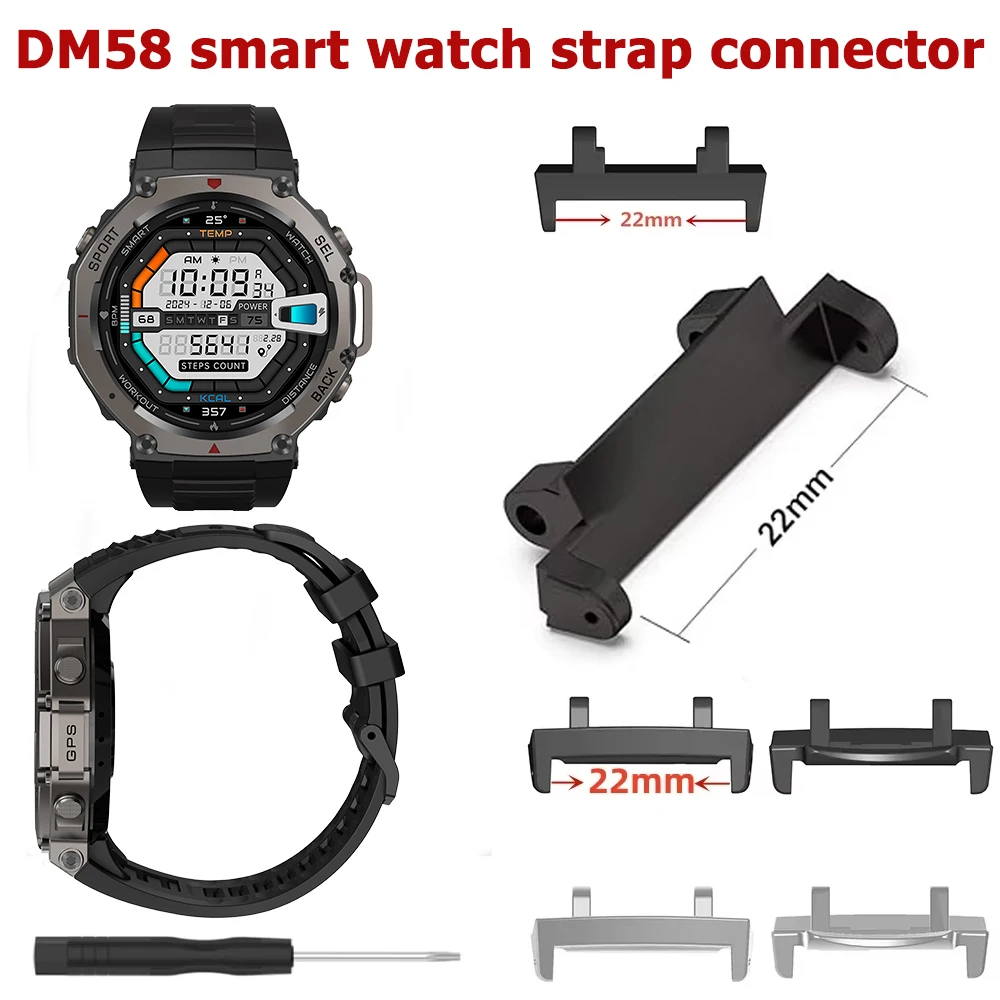 pulseira-de-silicone-e-aco-inoxidavel-para-smartwatch-dm58-t-rex3-largura-22mm-conector-de-pulseira-para-smartwatch-dm58