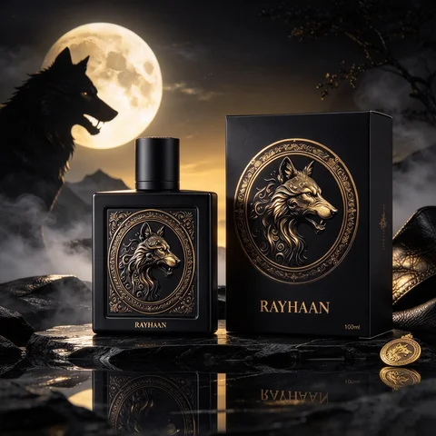 Rayhaan Wolf Eau de Parfum Spray – Bold Spicy, Gourmand, Amber & Woody Scent, Powerful Long‑Lasting Sillage, Perfect Father's Day & Winter Gift, 3.4 fl oz / 100 ml