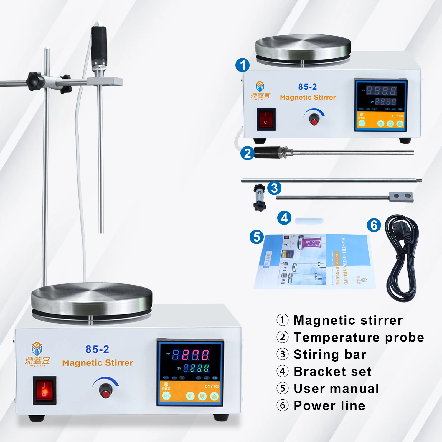 Xin Tester Heating Magnetic Stirrer 85-2 Laboratory Digital Display 2500rpm Adjustable Stirrer with Stir Bar 220V