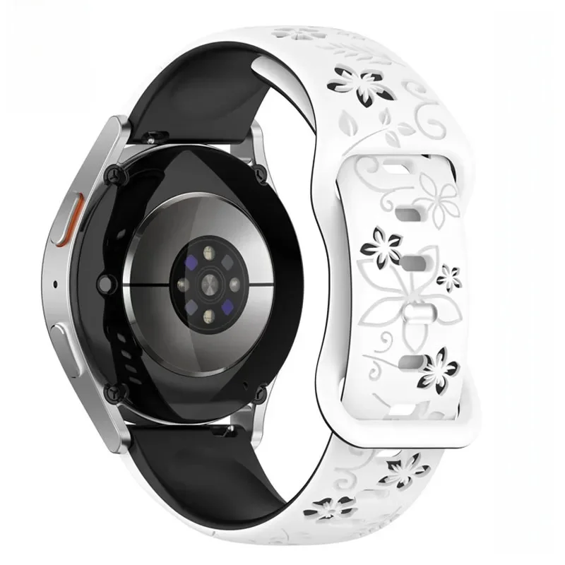 Bracelet en Silicone gravé Floral, Design floral bicolore, 18/20/22mm, pour Amazfit GTR, Huawei,Garmin Samsung Galaxy Watch 7 6 5 4
