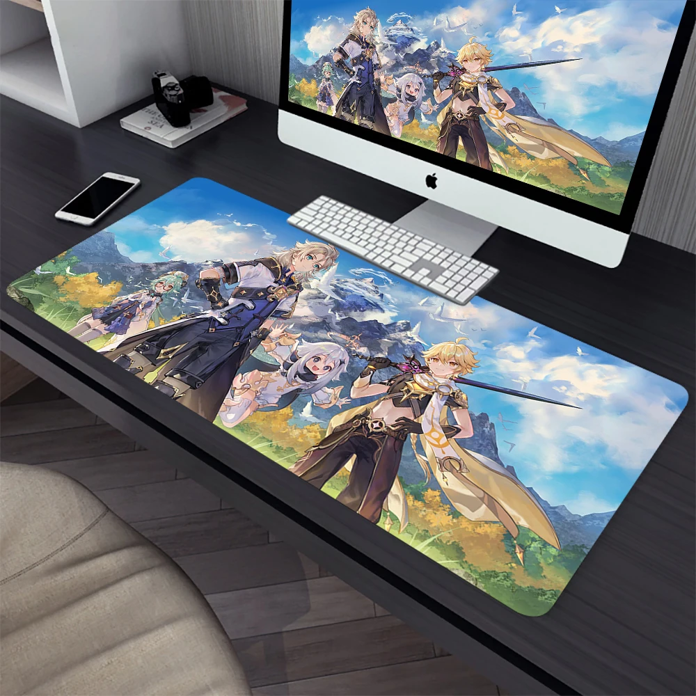 Imagem -02 - Genshin Impacto Albedo Grande Jogo Mouse Pad Computador Mousepad Gamer Computador Portátil Tapete do Rato Escritório Mausepad Xxl Teclado Tapete de Mesa