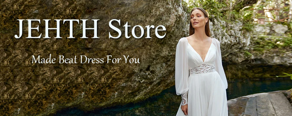 Jeheth Boho A-Linie Chiffon Brautkleider sexy V-Ausschnitt rücken frei Brautkleid Spitze Puff Ärmel Vestidos de Novias nach Maß 2024Jeheth Boho A-Linie Chiffon Brautkleider sexy V-Ausschnitt rücken frei Brautkleid Spit – Detail 1