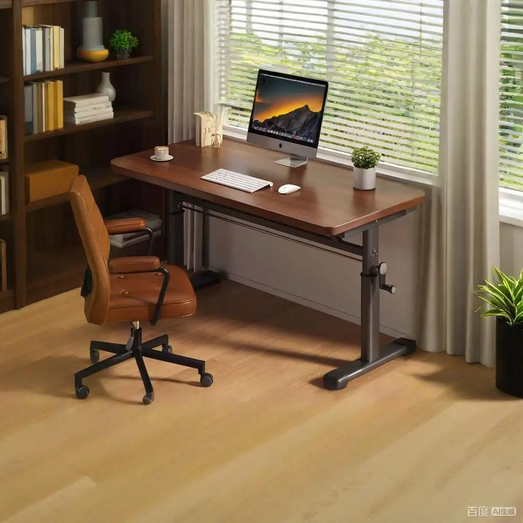 Hand-cranked Height-adjustable Computer Desk For Home And Student Use, Suitable For Small Apartments And Simple Office Work.