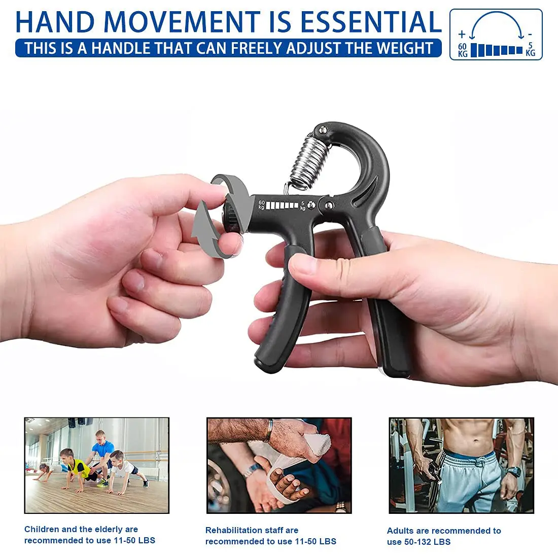 Grip Strength Trainer Adjustable Resistance Fitness Hand Grip Reaction Training Strength Spring Finger Wrist Strengthening Tools