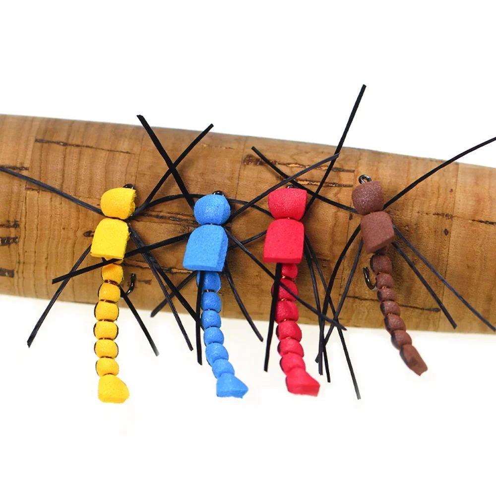 Vampfly 6/8 pièces 12 # Mousse corps grue mouche longues jambes papa mouches mouche sèche insecte artificielle mouche bar truite pêche leurre appâts