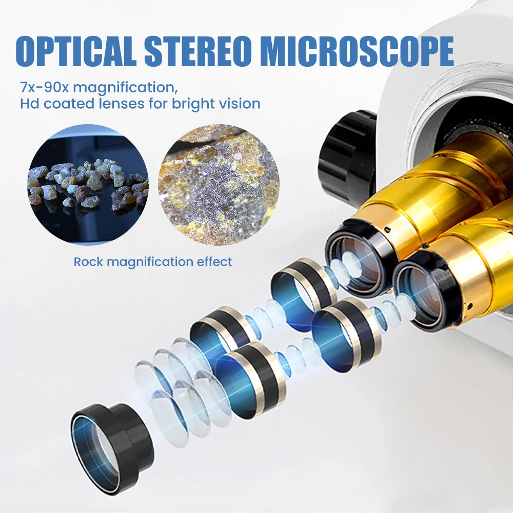 Binocular Stereo Microscope, 7X-45X Magnification, LED Light, Articulating Arm Stand with Base Plate LA-MH02A