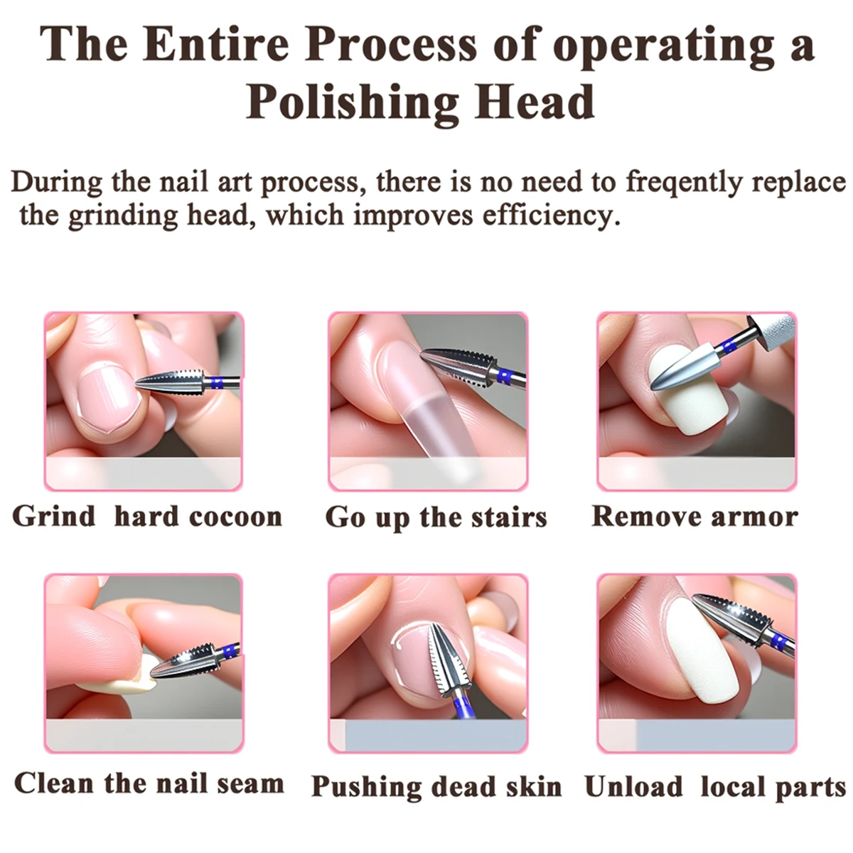 1 o 2 pezzi punte da trapano per unghie al tungsteno ruotano frese elettriche per manicure gel smalto per rimozione 3 "32 lime per unghie pedicure