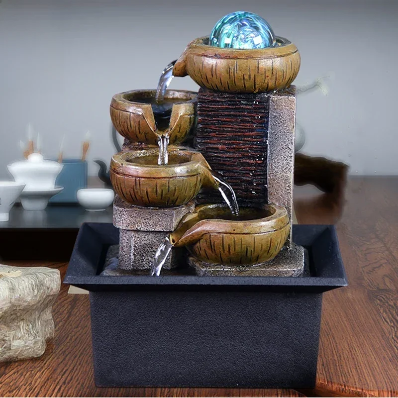 Fontaine d'eau de bureau Portable, Kit de cascade de table, Relaxation apaisante, méditation Zen, Fengshui porte-bonheur, décorations pour la maison, cadeaux