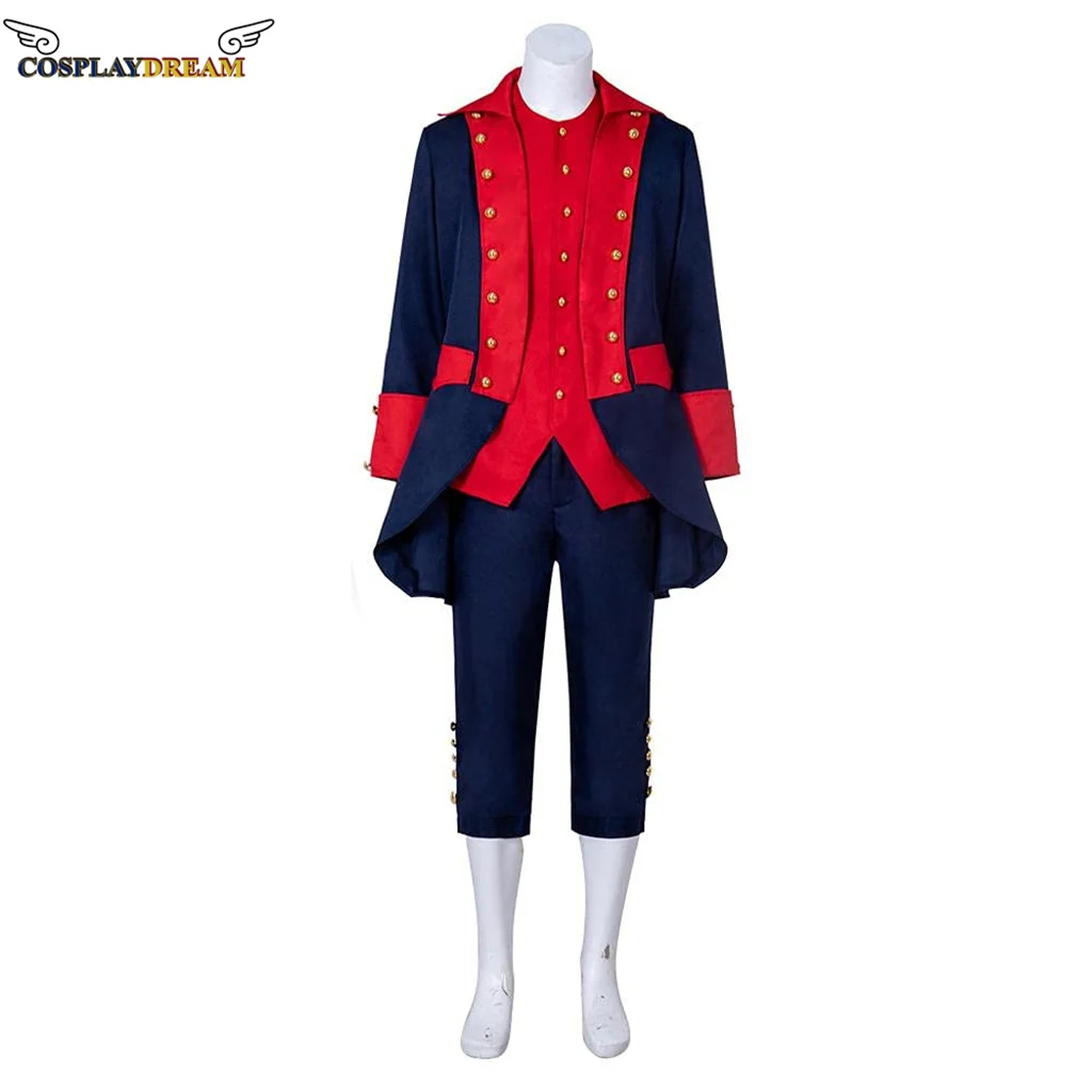 Men's Alexander Hamilton Costume blue and red regency suit royal military medieval uniform Colonial Suit stage outfit Halloween