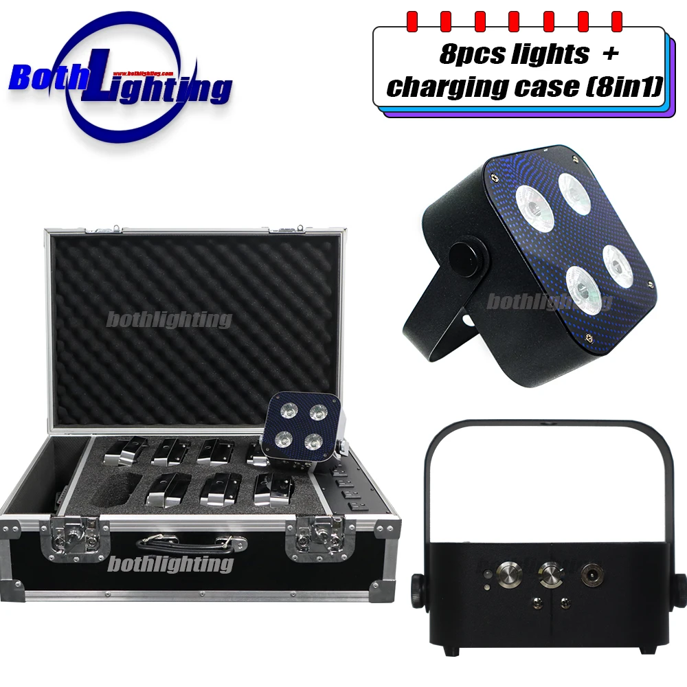 Imagem -02 - Bothlighting Peças com Case Rf4 4x12w sem Fio Dmx Led Uplighting Bateria Alimentado Akku Mini Local Casamento Djs com Controle Remoto rf