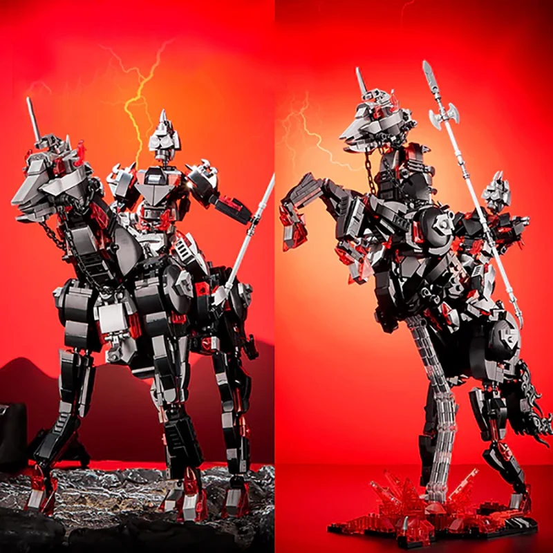 1178PCS Creative Hell Knight Horse Building Blocks Game War Weapon Battle Steed Warrior Figuren Model Toy Gift for Kid and Adult