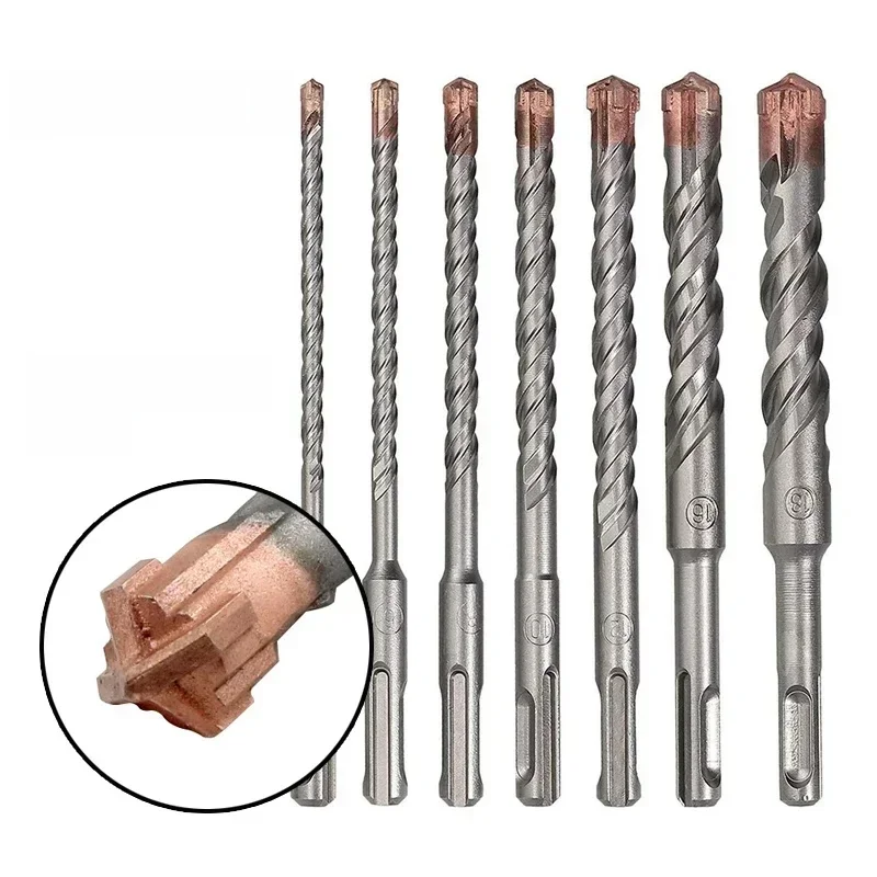 Chowmaster-Jeu de forets à percussion SDS Plus, 4 cannelures, 5mm, 6mm, 8mm, 10mm, 12mm, 14mm, 16mm, 160mm, 200mm, Brique de béton, Nuit, Pierre, Mascirculant, Granit