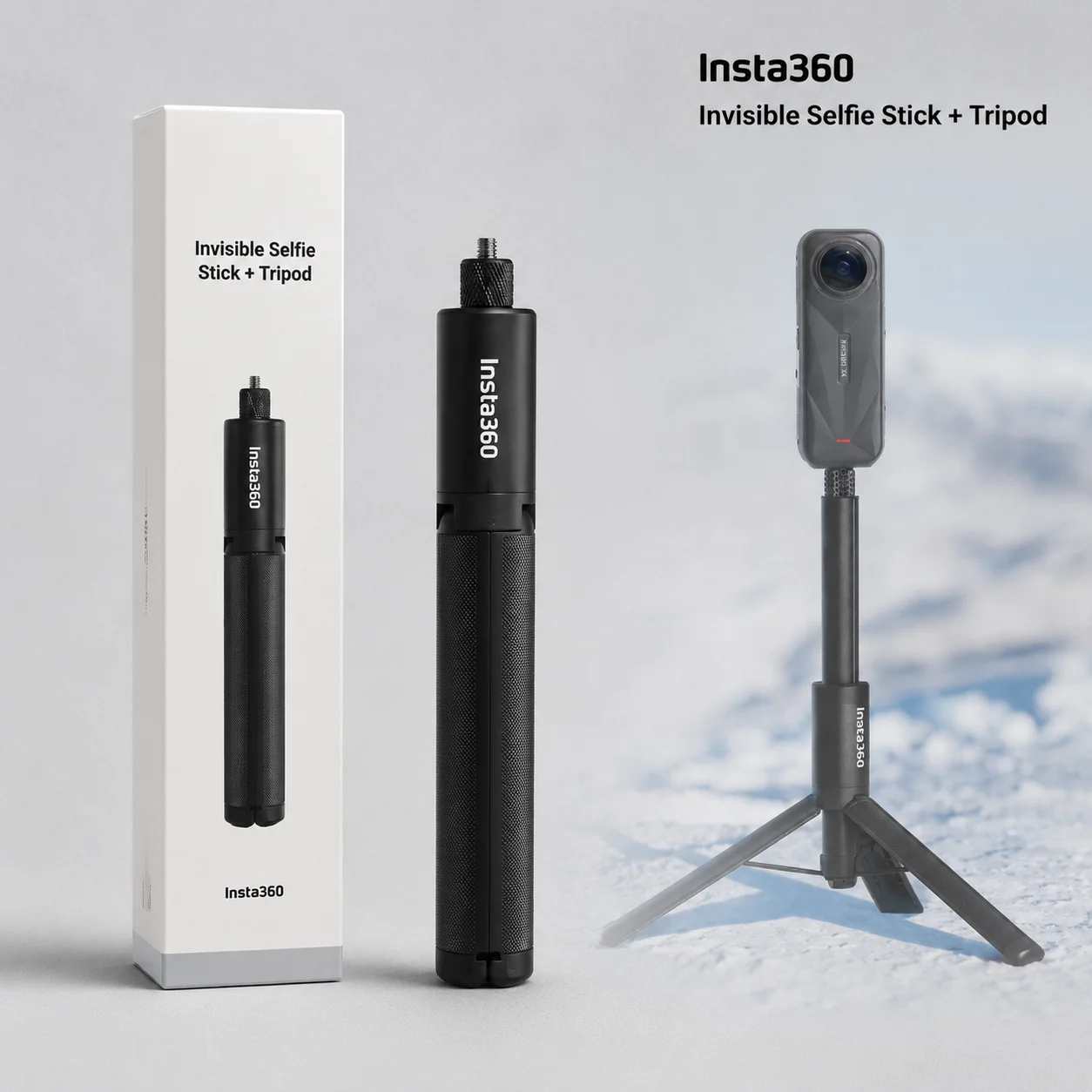 Insta360 Invisible Selfie Stick Tripod 2-in-1 1/4 Inch Extension Pole for X6 X5 X4 Air GO Ultra Ace Pro 2 Luna Ultra X4