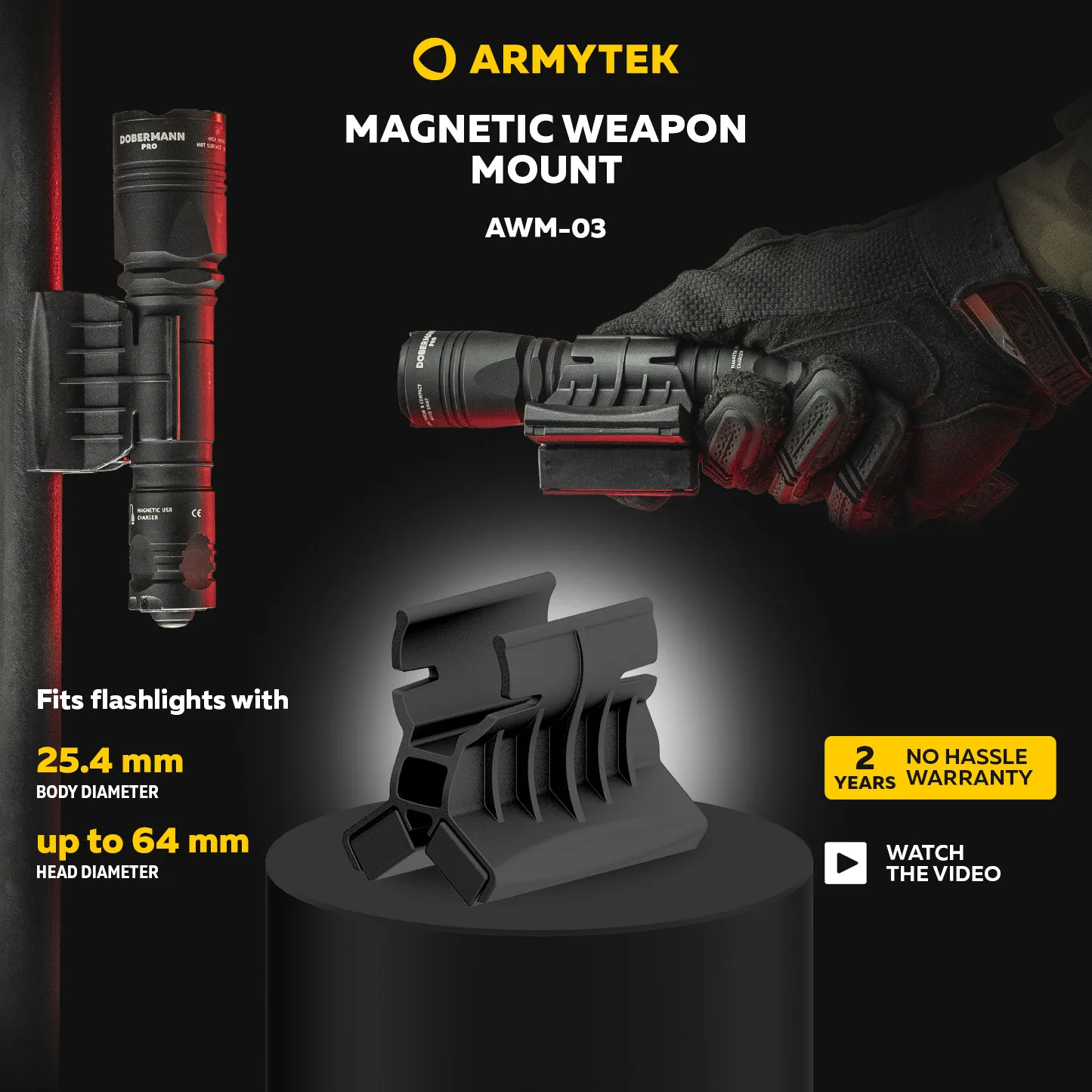 

Armytek Magnetic Mount AWM-03 for Tactical Flashlights (A01301)