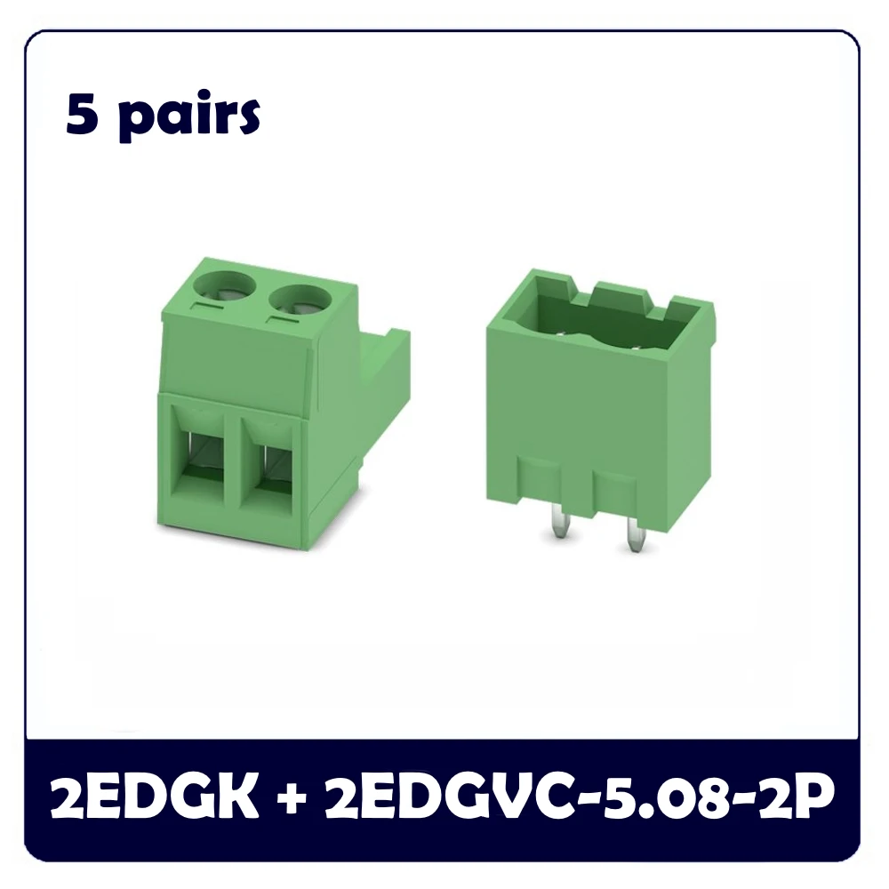 5PCs 2pin 2EDGR 2EDGV 2EDGK 2EDGRC 2EDGVC 5.08 2P Pluggable Connector PCB Header Male Female Screw Terminal Block